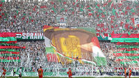 Kibice na meczu Legia Warszawa - Jagiellonia Białystok [OPRAWA]